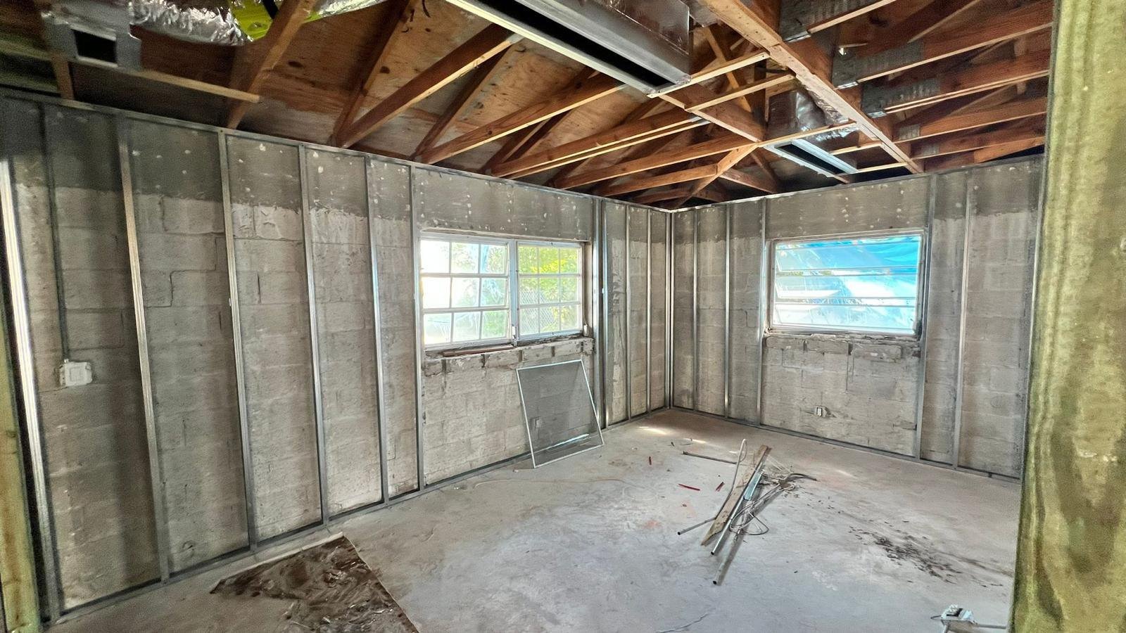Interior stripped to the block walls, 3821 NE 26 Ave