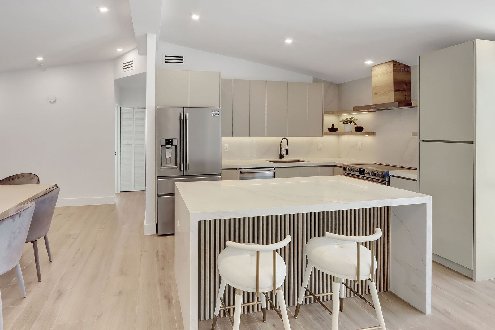 Kitchen with waterfall island