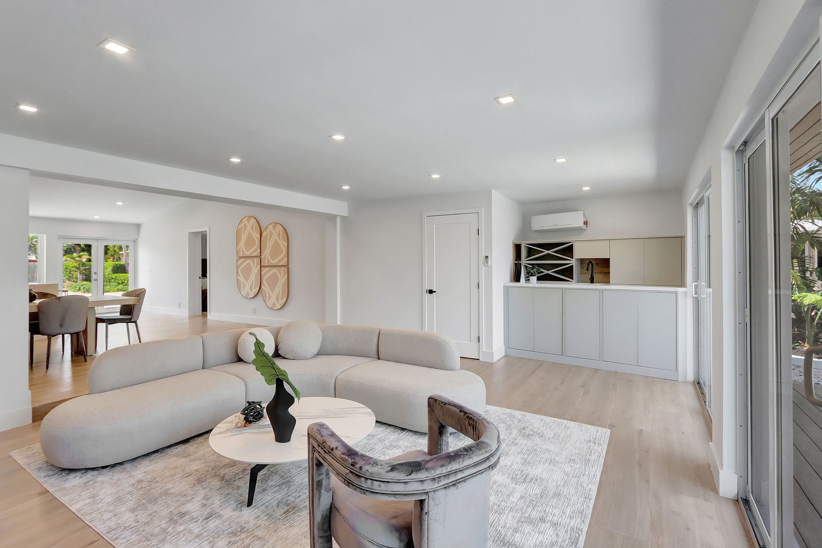 Living room and dining area