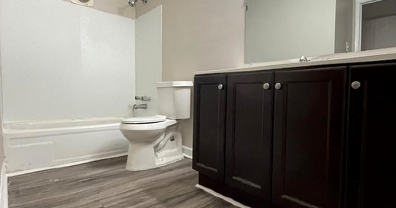 Renovated bathroom at Riverbend Apartments